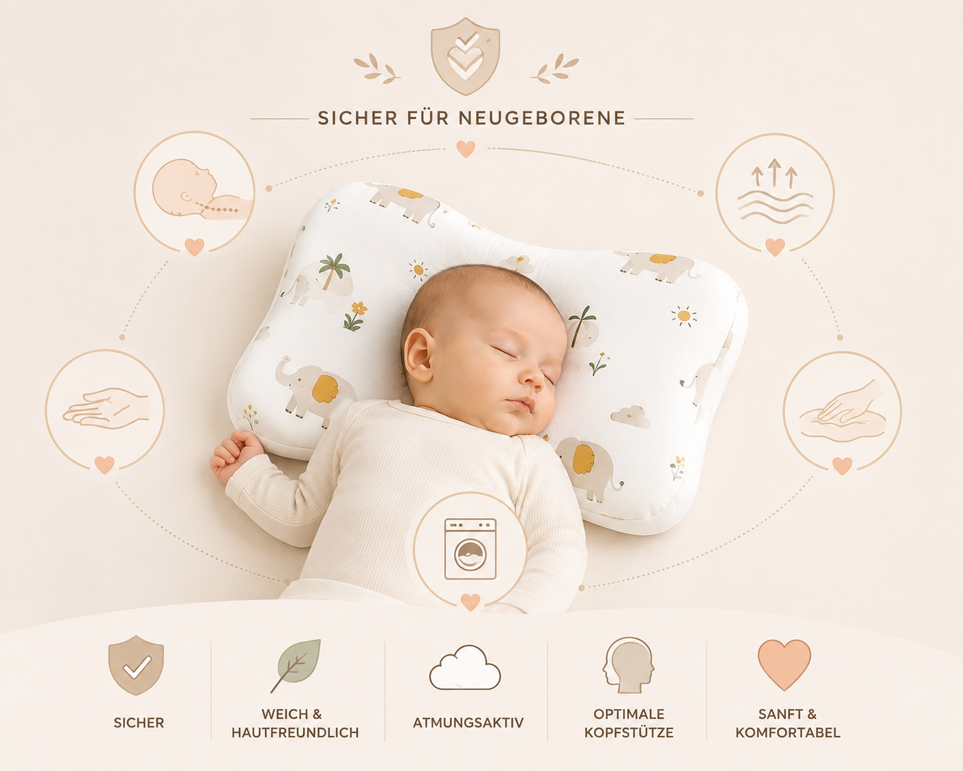 👶 Ergonomisches Memory-Babykissen – Für ruhige Nächte & sanfte Unterstützung