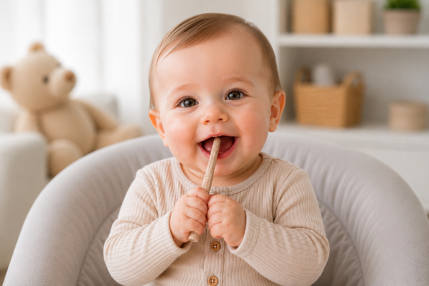 🔥 👶 BabyTeeth™ Silikon Beißring – Sanfte Zahnungshilfe für glückliche Babys 🦷💙