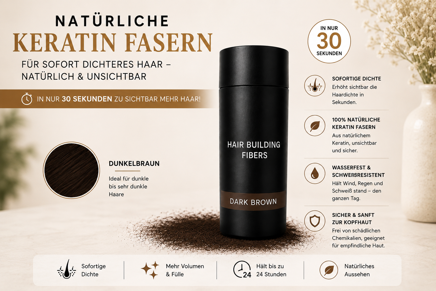Volles Haar in 30 Sekunden – Sofort natürlich dichteres Haar ⭐⭐⭐⭐⭐