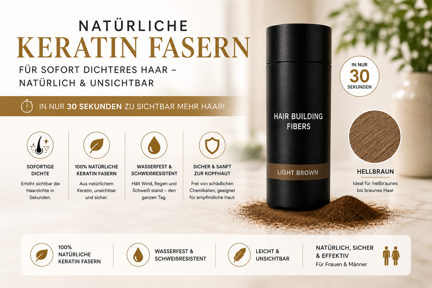 Volles Haar in 30 Sekunden – Sofort natürlich dichteres Haar ⭐⭐⭐⭐⭐