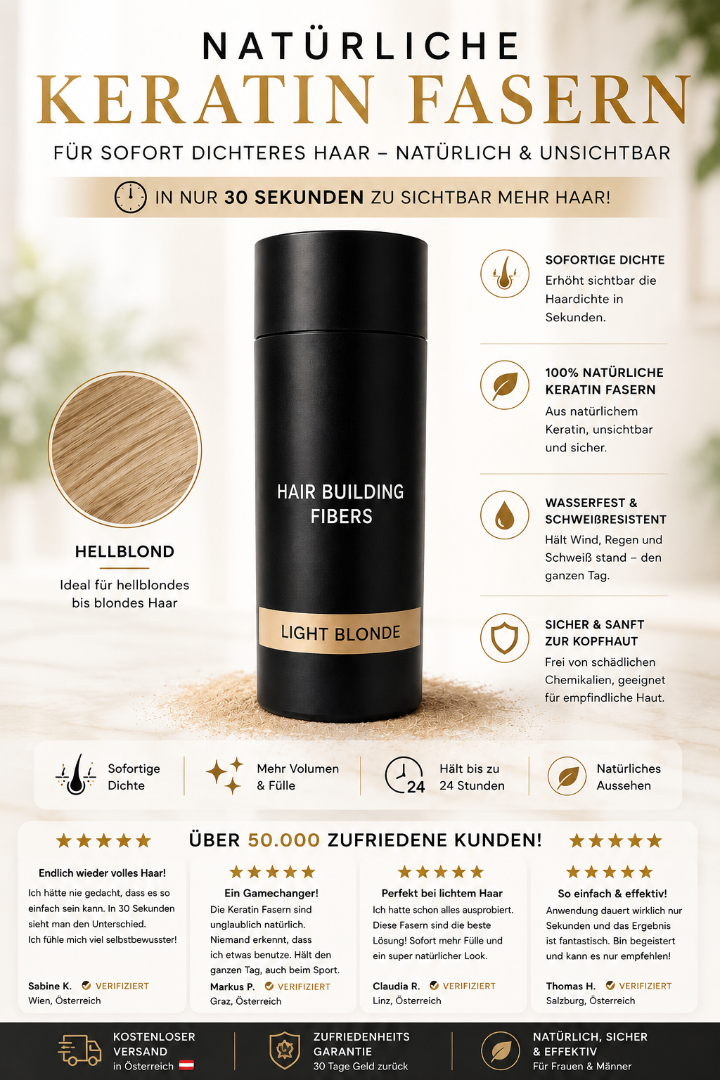 Volles Haar in 30 Sekunden – Sofort natürlich dichteres Haar ⭐⭐⭐⭐⭐