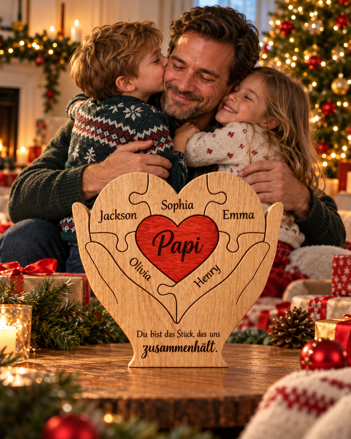Ein Herz, das uns verbindet ❤️ Personalisiertes Familienpuzzle aus Holz – Ein liebevolles Geschenk voller Erinnerungen